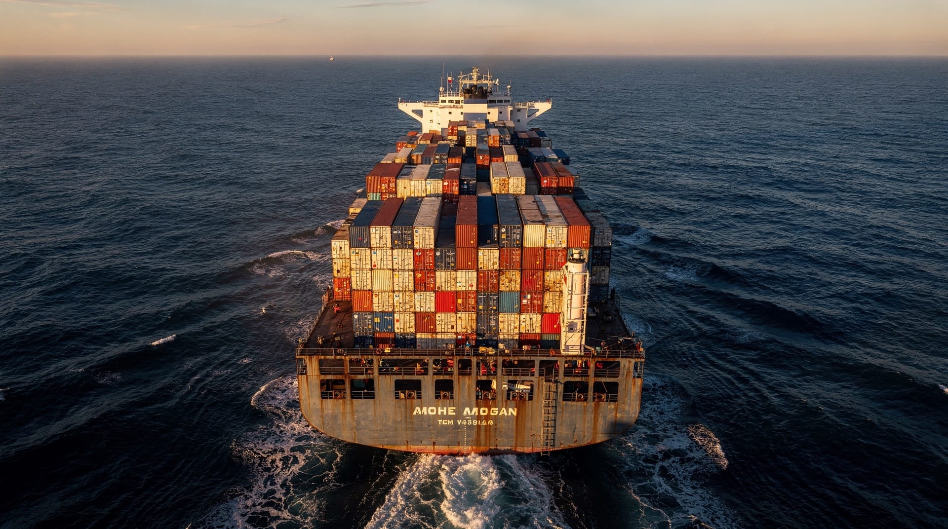 Cargo ship at sea